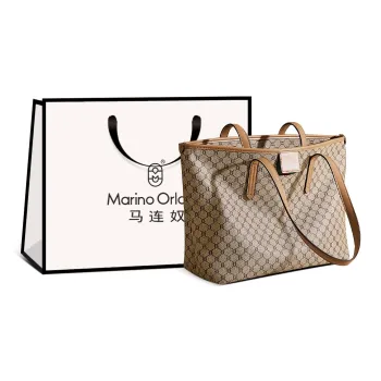 Marino Orlandi Synthetic Leather Tote Bag Shopping Bag Mom Bag Shoulder Bag Large Size Extra Large Women's Khaki
