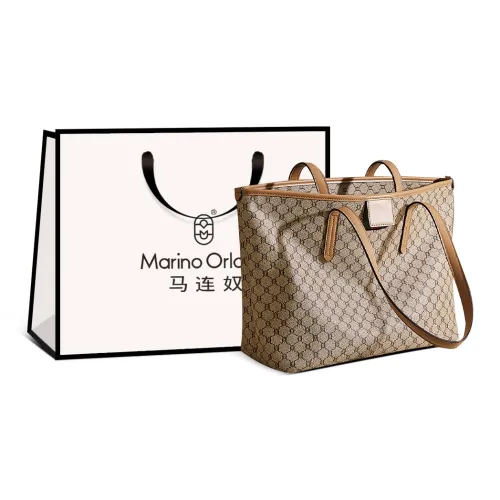 Marino Orlandi Synthetic Leather Tote Bag Shopping Bag Mom Bag Shoulder Bag Large Size Extra Large Women's Khaki