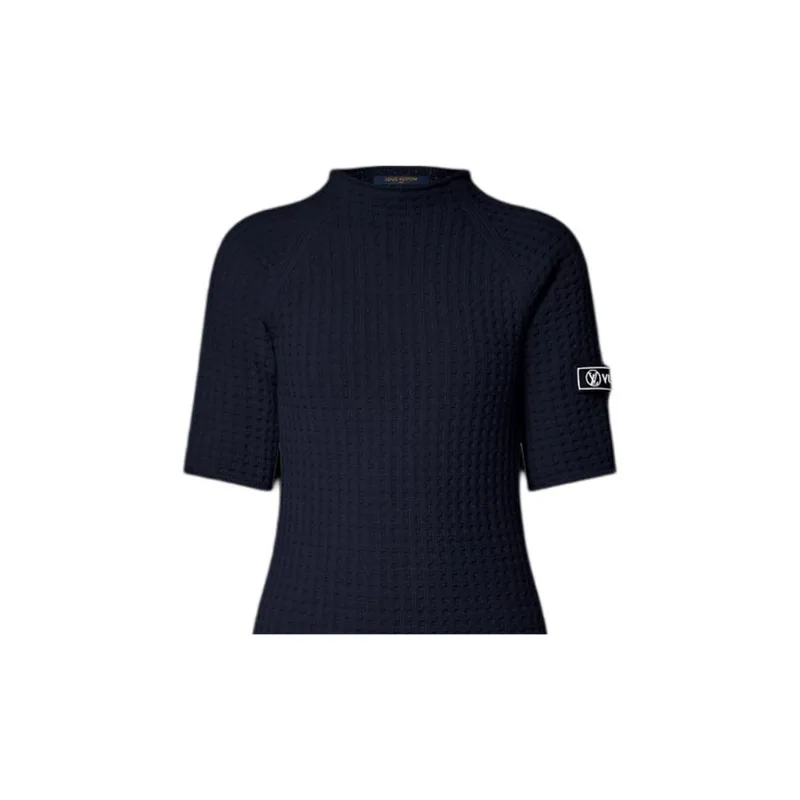 LOUIS VUITTON Short Sleeved Dress Women's Marine Blue-4
