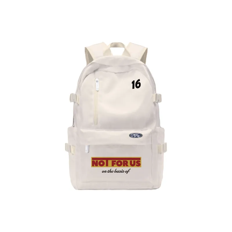 TURN UP NOT FOR US Polyester Backpack Unisex Beige-14