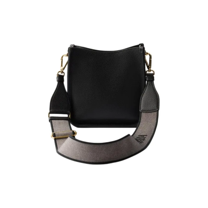 PRADA Leather Shoulder Bag Mini Women's Black-3