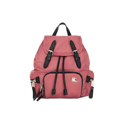 Burberry Calfskin With Nylon Backpack Small Size Women's Pink Bean Color