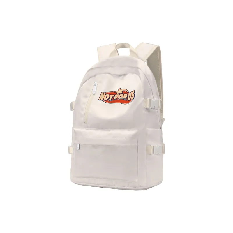 TURN UP NOT FOR US Polyester Backpack Unisex Beige-1