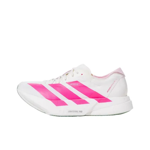 Adidas Adizero Adios Pro 4 Anti Slip Wear Resistant Low Top Running Shoes Women's White Pink