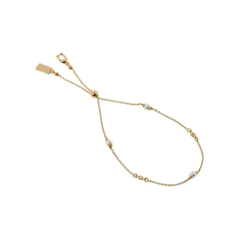 COACH Brass Gold Pearl Bracelets Unisex Gold-1