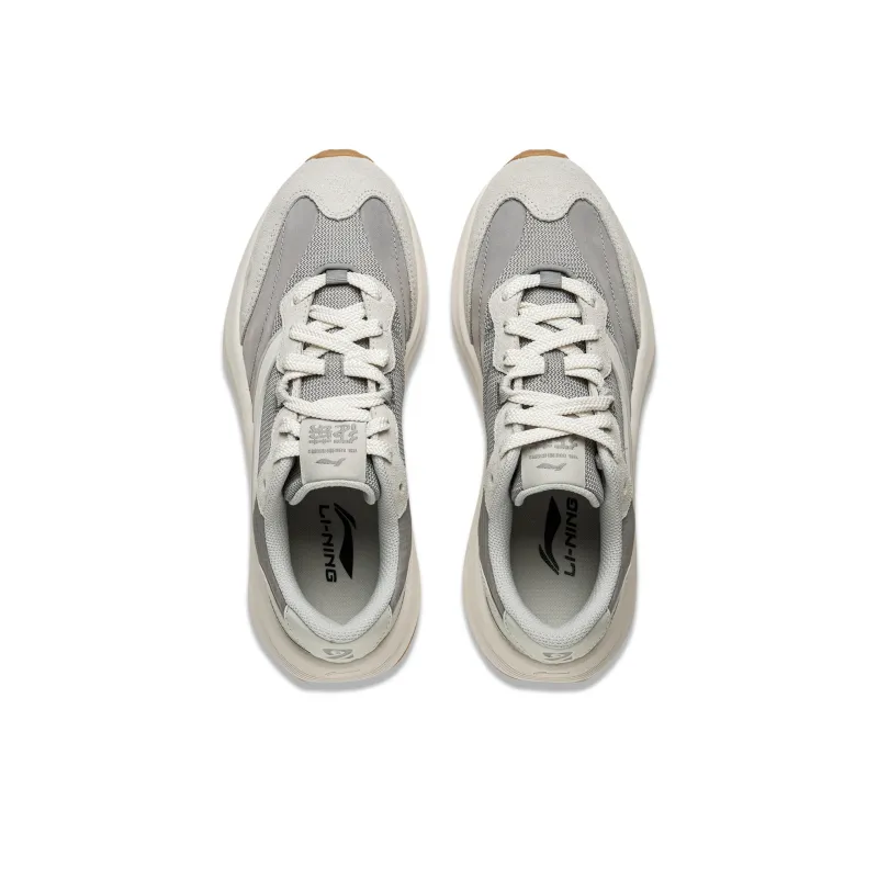 LiNing Cushioning Anti Slip And Wear Resistant Support Low Top Casual Shoes Women's White Gray-3