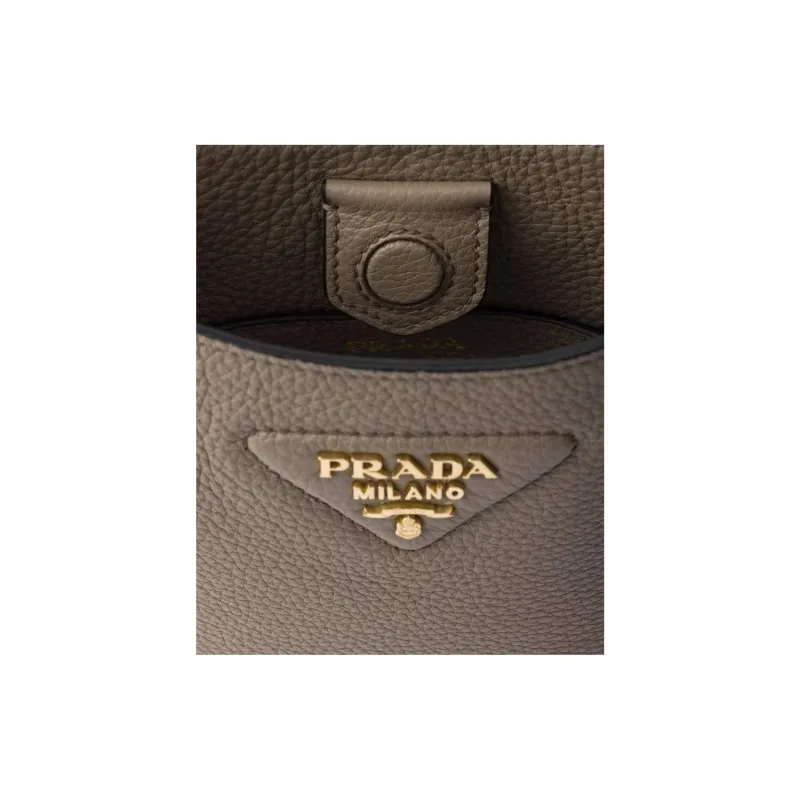 PRADA Leather Shoulder Bag Mini Women's Clay Gray-4