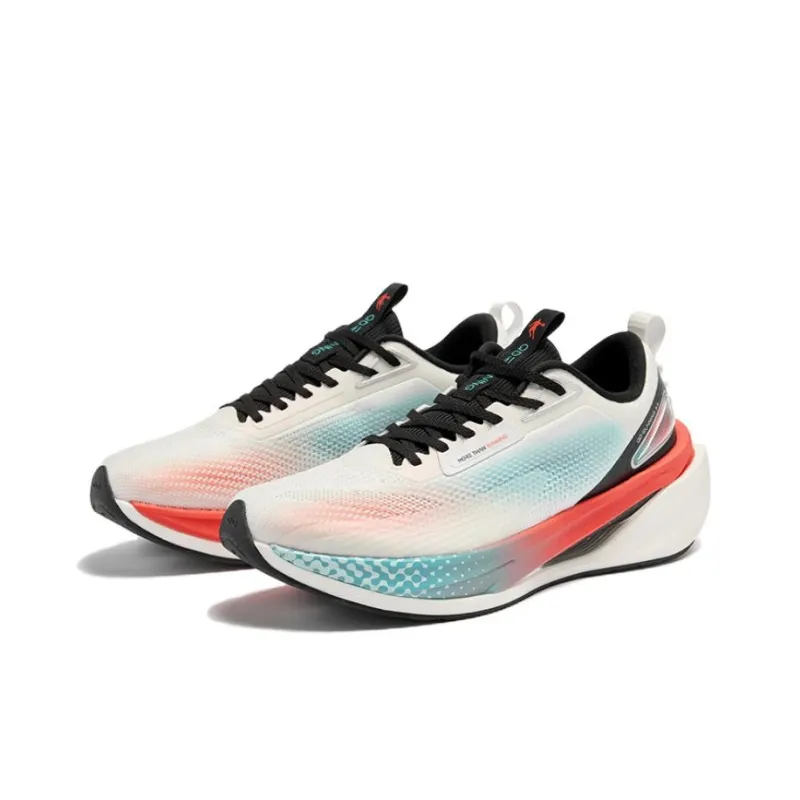 QIAODAN Cushioning Breathable Lightweight Low Top Casual Running Shoes Men's White Black-1