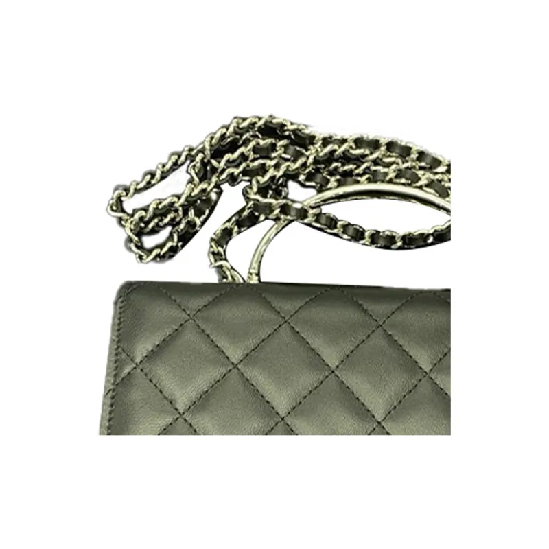 CHANEL WOC Lambskin Flap Bag, Shoulder Bag, Crossbody Bag Women's Green-2