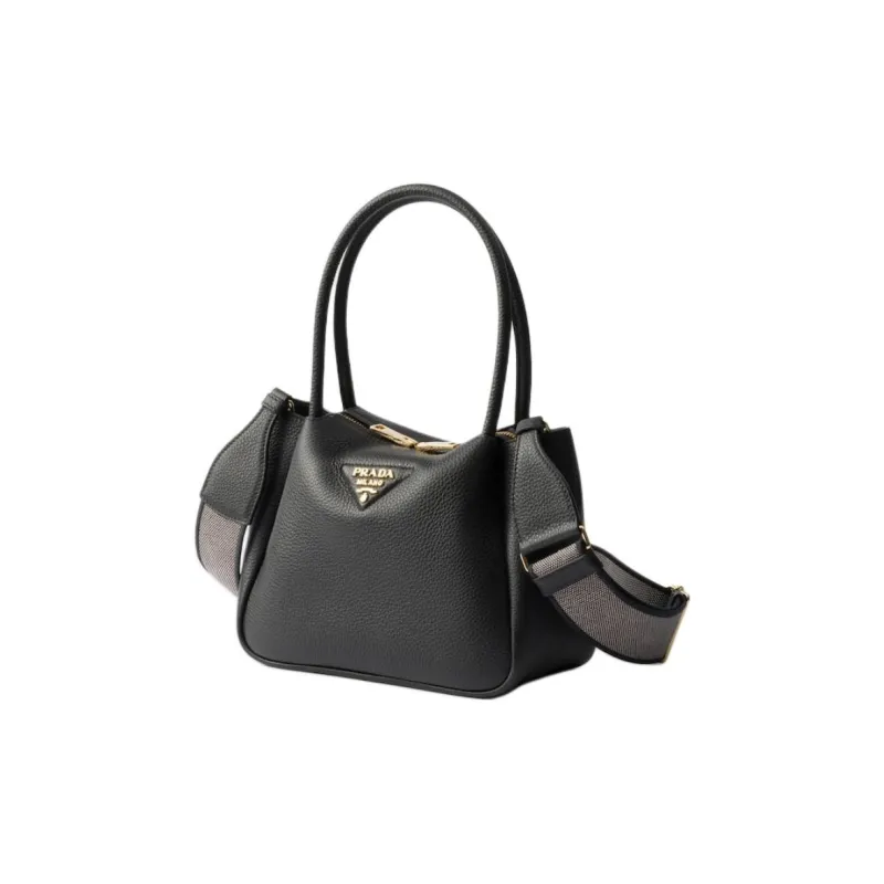 PRADA Leather Shoulder Bag Crossbody Bag Handbag Small Size Women's Black-1