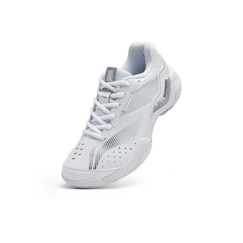 LiNing Cushioned Slip-Resistant Breathable Low-Top Badminton Shoes Unisex White Silver-2