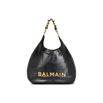 BALMAIN Calfskin Shoulder Bag Women's Black