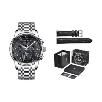 Respect The Time Automatic Mechanical Movement Metal Strap Chinese Watches Men's Watches Black Dial