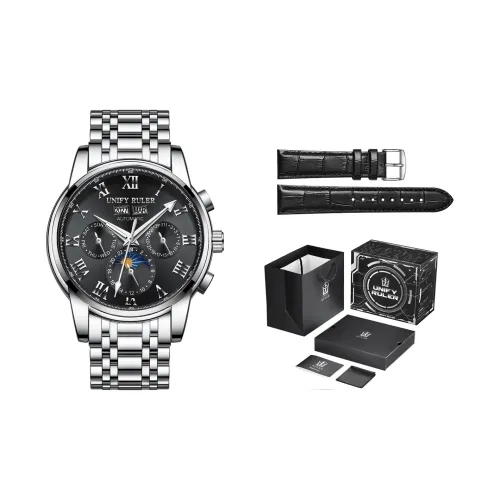 Respect The Time Automatic Mechanical Movement Metal Strap Chinese Watches Men's Watches Black Dial