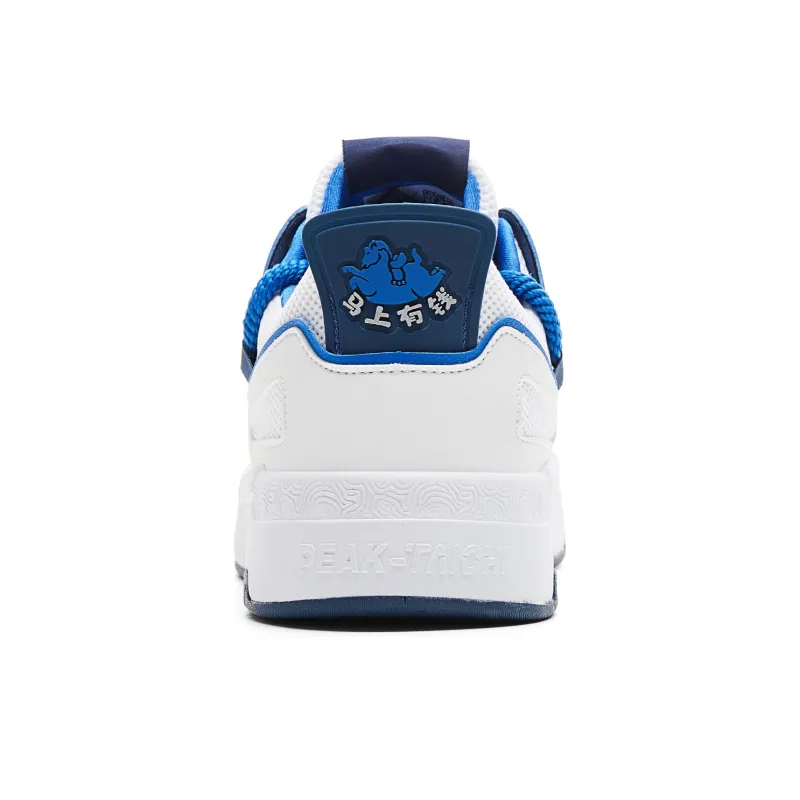 PEAK Wear-Resistant Breathable Slip-Resistant Low-Top Skateboard Shoes Men's All White Youth Blue-4