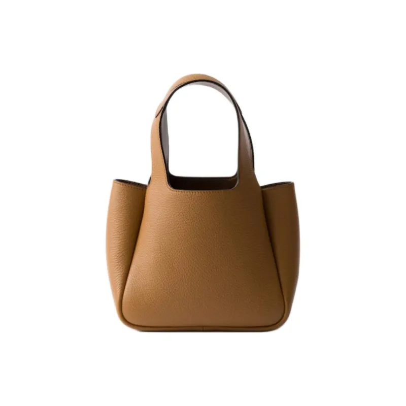 PRADA Cow Leather Tote Bag Shopping Bag Handbag Mini Women's Camel-3