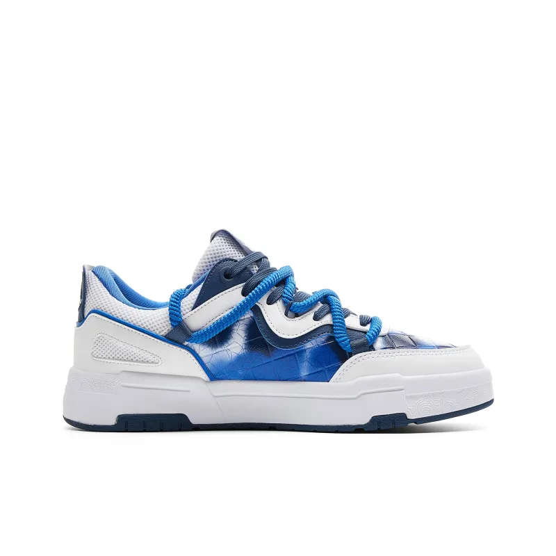 PEAK Wear-Resistant Breathable Slip-Resistant Low-Top Skateboard Shoes Men's All White Youth Blue-1