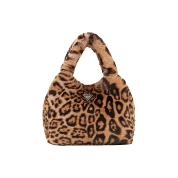 GUESS Fabric Bucket Bags One Shoulder Handbags Medium Size Women's Leopard Print