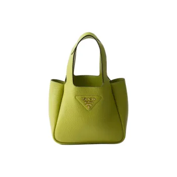 PRADA Vitello Dino Cow Leather Handbag Mini Women's Light Green