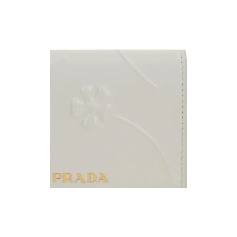 PRADA Calfskin Wallet Women's White-5