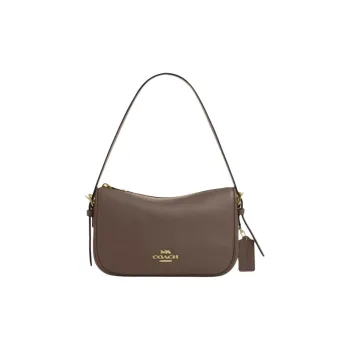 COACH Kailey Cow Leather Shoulder Bag Medium Size Women's Dark Umber