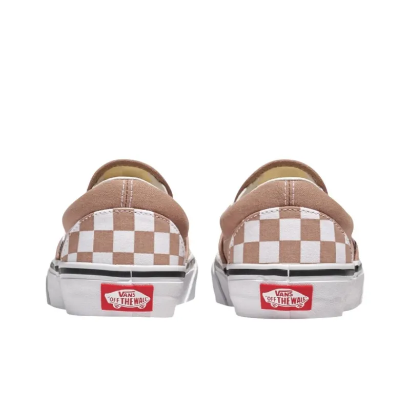 Vans Classic Slip On Checkerboard Warm Taupe Brown White-2