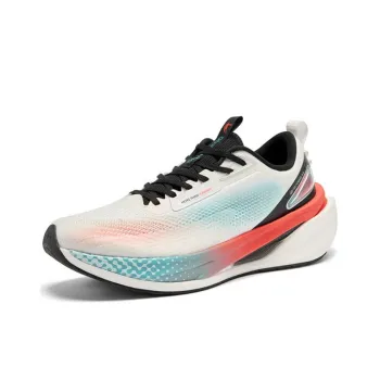QIAODAN Cushioning Breathable Lightweight Low Top Casual Running Shoes Men's White Black