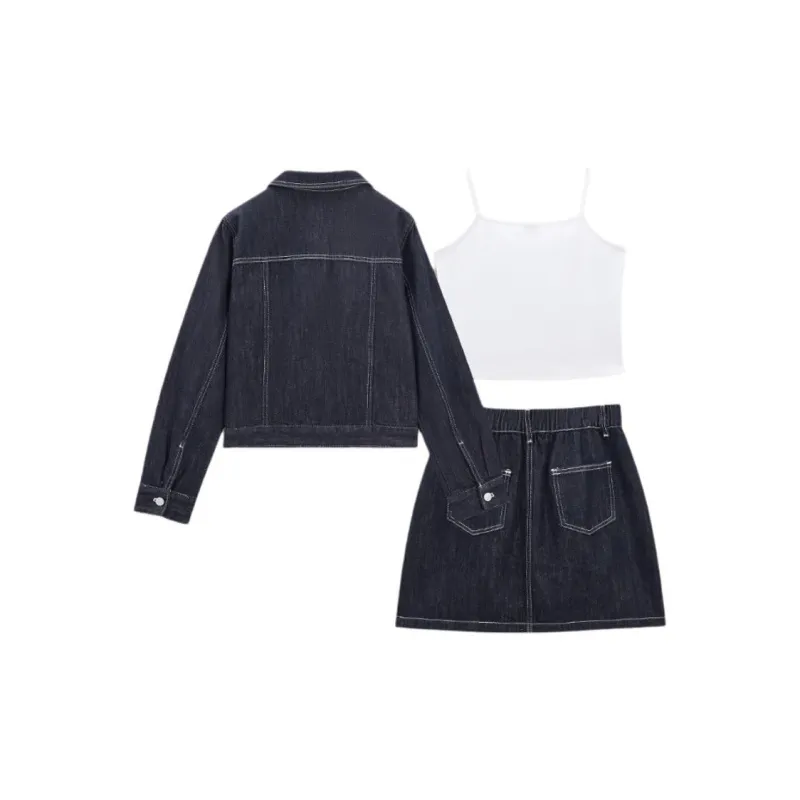 Love To Serve Skirt Set Women's Denim Blue-1