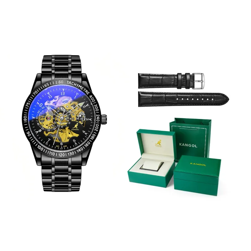 KANGOL Automatic Mechanical Movement Stainless Steel Watchband Watch Men's Watches Cut-Out Dial-12