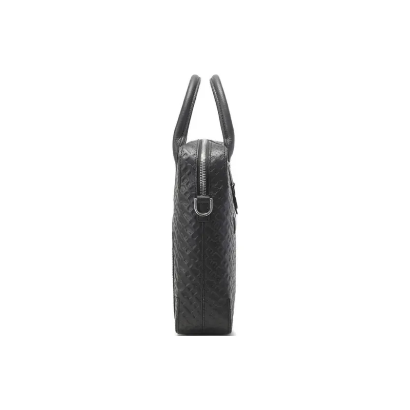 HUGO BOSS Cow Leather One Shoulder Crossbody Portable Briefcase Men's Black-2
