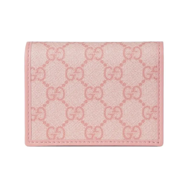 GUCCI GG Emblem Coated Fabric Wallet Mini Women's Pink-2