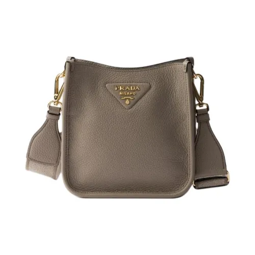 PRADA Leather Shoulder Bag Mini Women's Clay Gray