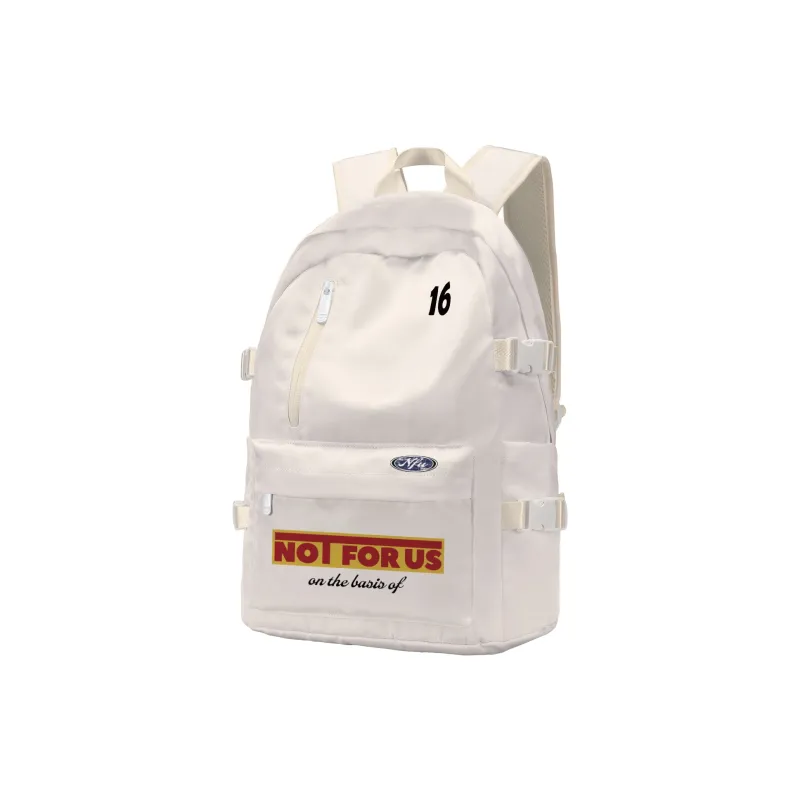TURN UP NOT FOR US Polyester Backpack Unisex Beige-15