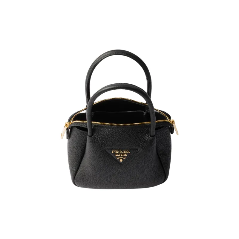 PRADA Cow Leather One Shoulder Handbag Mini Women's Black-4