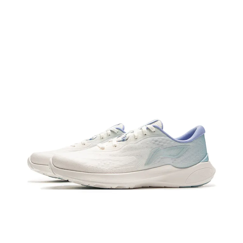 LiNing Qingyi Cushioning Rebound Breathable Low-Top Sprint Running Shoes Women's White Blue-2