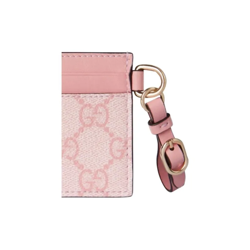 GUCCI GG Emblem Coated Fabric Card Holder Women's Light Pink-4
