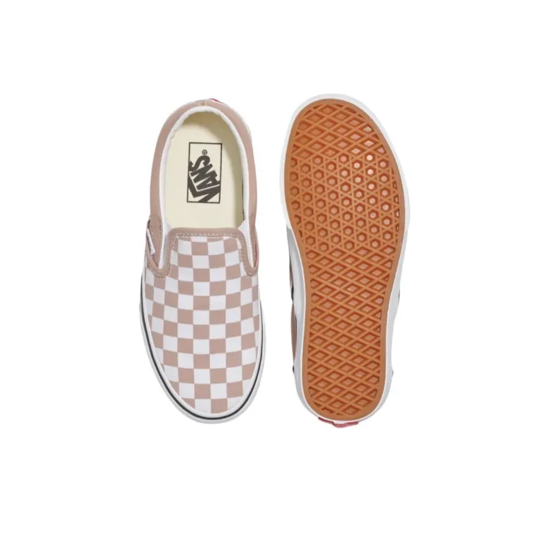 Vans Classic Slip On Checkerboard Warm Taupe Brown White-3
