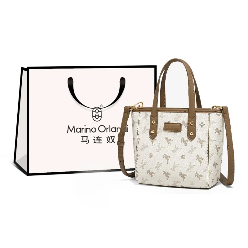 Marino Orlandi Synthetic Leather Shoulder Bag, Crossbody Bag, Handbag Trumpets Women's Beige & Coffee-0