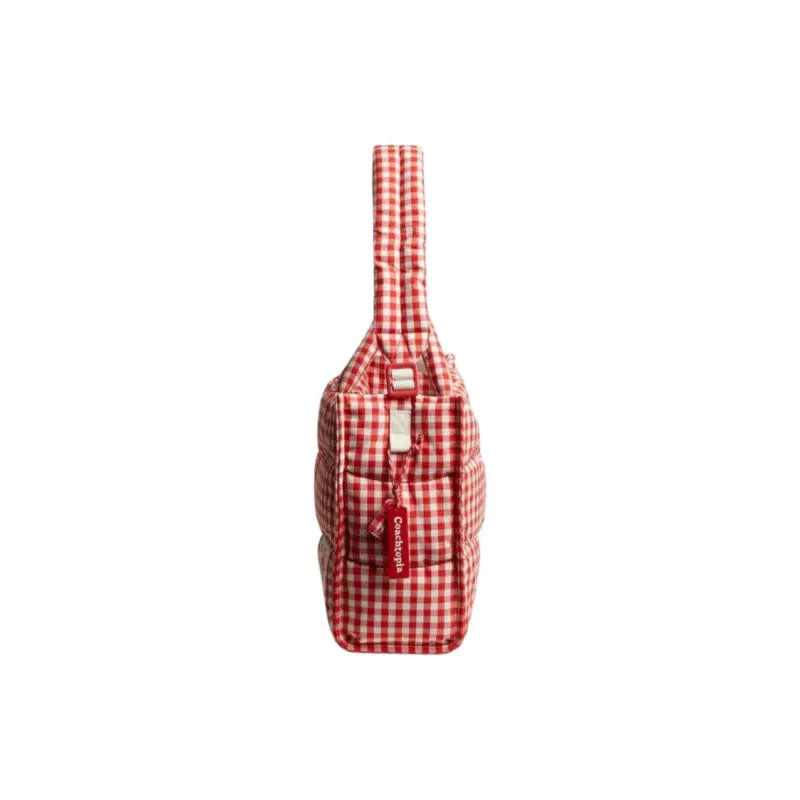 Coachtopia Fabric Tote Bag, Shopping Bag, Shoulder Bag, Handbag Tubas Women's Red & White Checkered-2