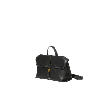 Songmont Vegetable Tanned Cow Leather Crossbody Handbags Small Size Unisex Smoke Ink Black/Ebony Brown/Smoke