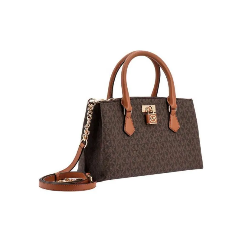 MICHAEL KORS MK Ruby Polyurethane Briefcase, Shoulder Bag, Crossbody Bag, Handbag Small Size Women's Brown-2