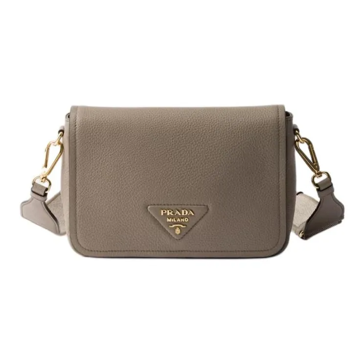 PRADA Cow Leather Shoulder Bag Women's Light Gray-0