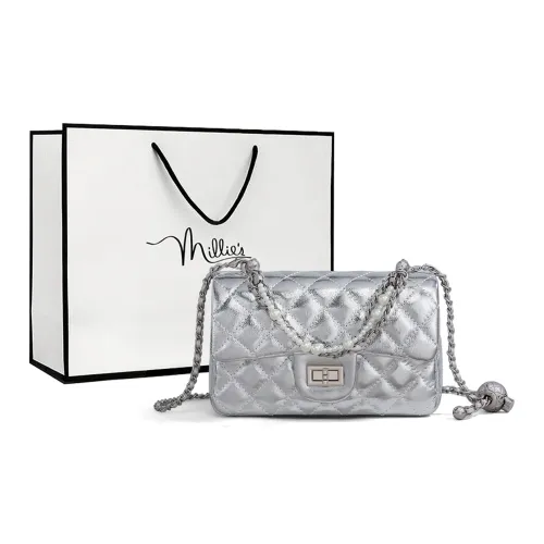 MILLIE'S Cow Leather Underarm Shoulder Bag, Crossbody Bag Regular Women's Silver