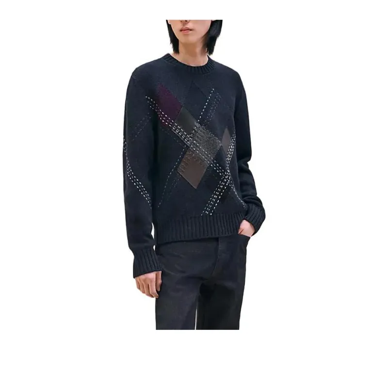 HERMES Cashmere Sweater Men's Dark Blue-2