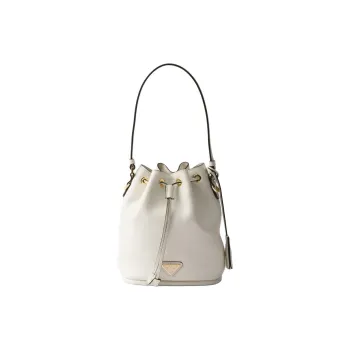 PRADA Calfskin Bucket Bag, Shoulder Bag, Crossbody Bag, Handbag Mini Women's White