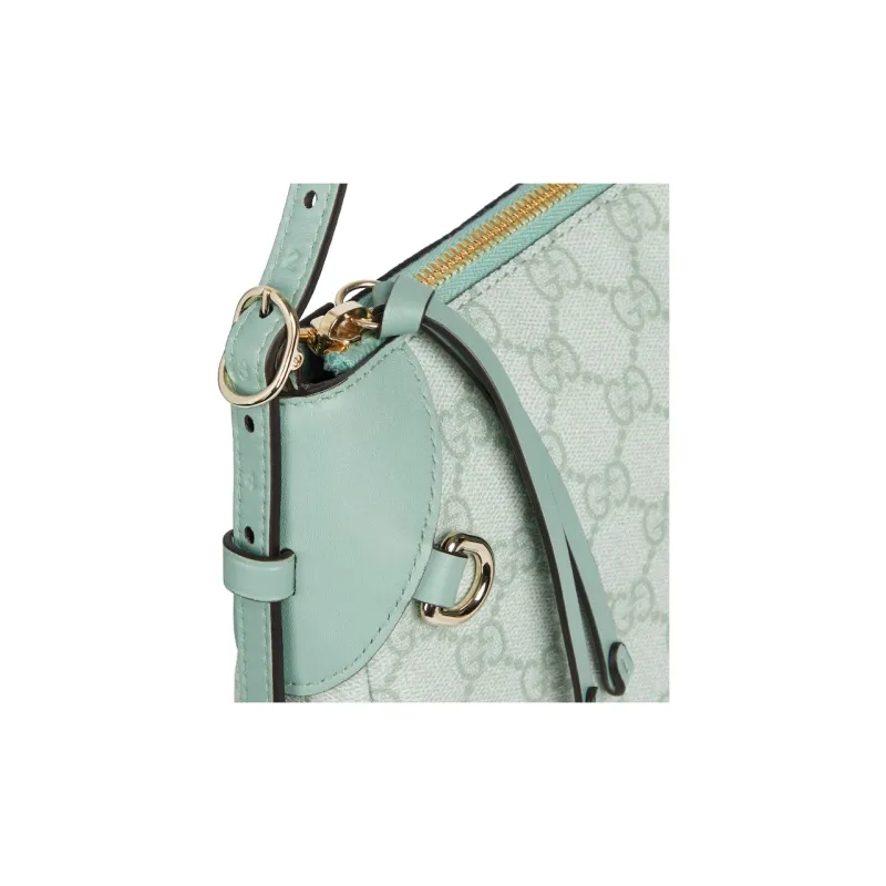 GUCCI GG Emblem Coated Fabric Shoulder Bag Small Size Women's Gray Green-6