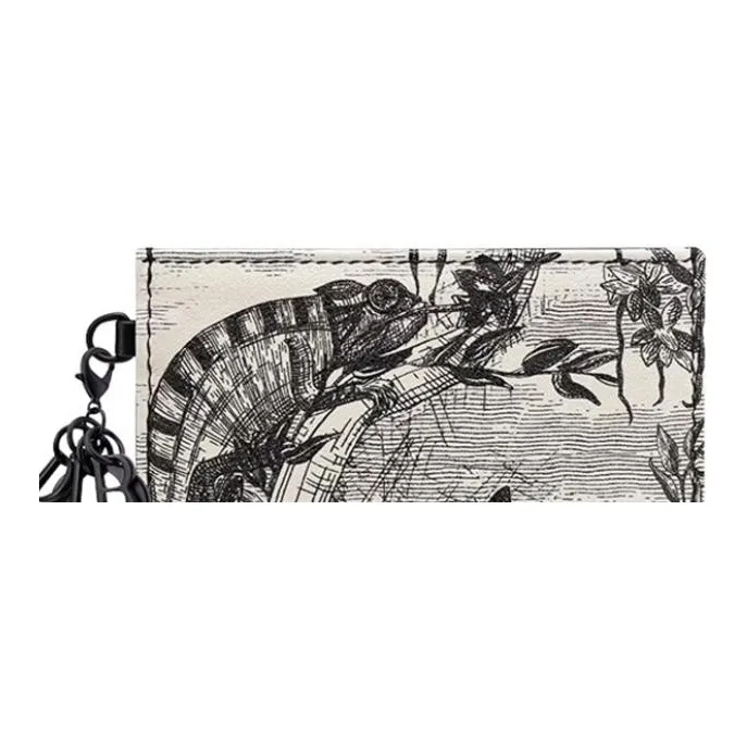 DIOR Lady Dior Calfskin Card Holder Women's Black/White-4