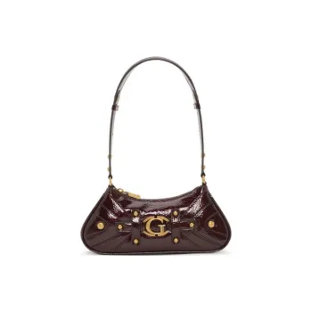 GUESS Artificial Leather Baguette Bag Shoulder Bag Medium Size Women's Red Brown