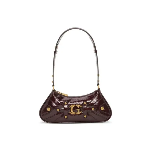 GUESS Artificial Leather Baguette Bag Shoulder Bag Medium Size Women's Red Brown
