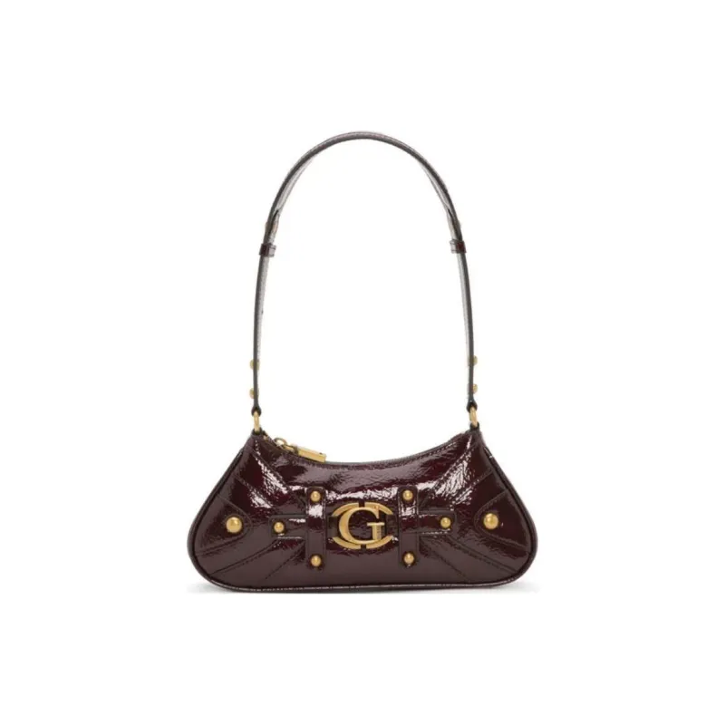 GUESS Artificial Leather Baguette Bag Shoulder Bag Medium Size Women's Red Brown-0